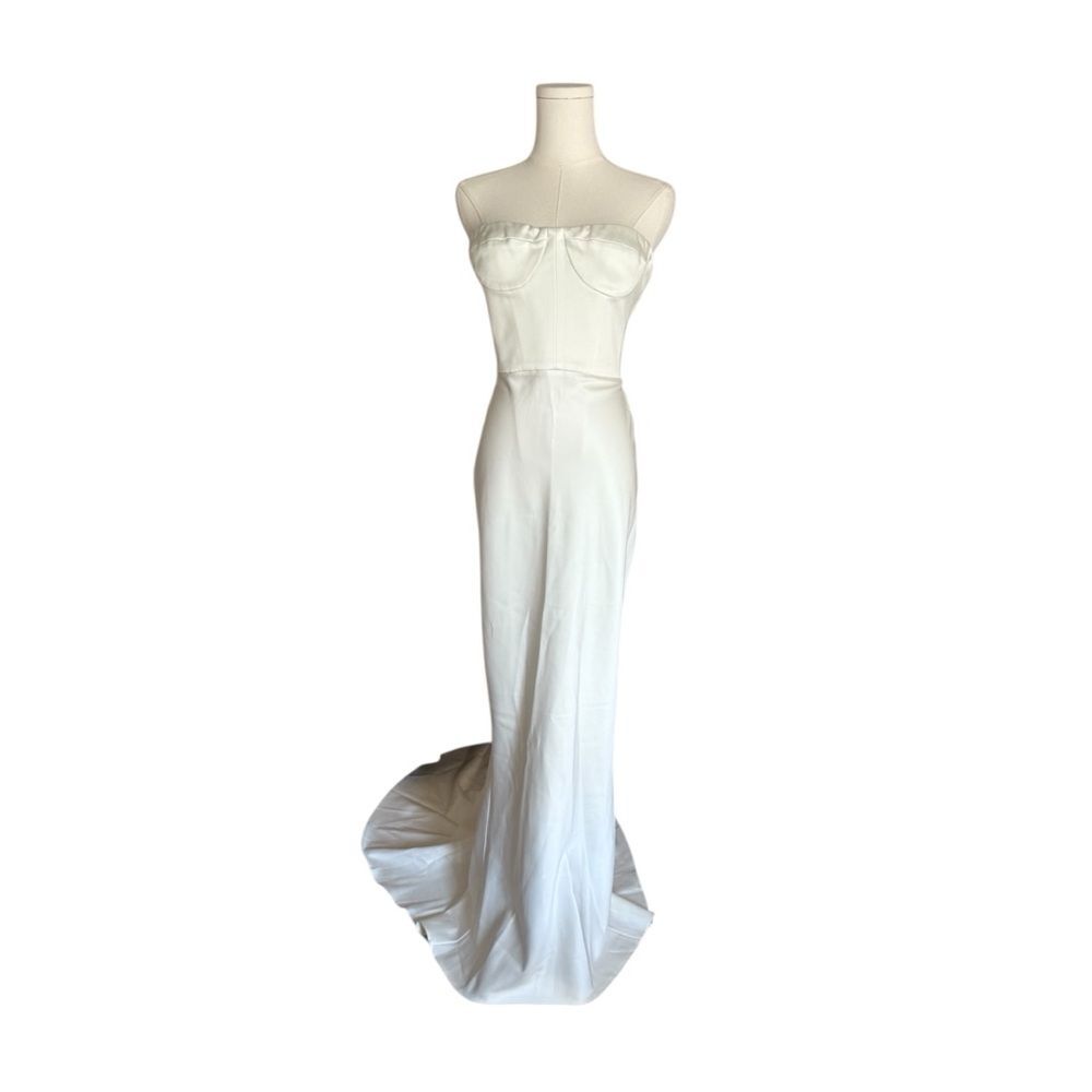 Bronx and Banco Strapless White Maxi Dress